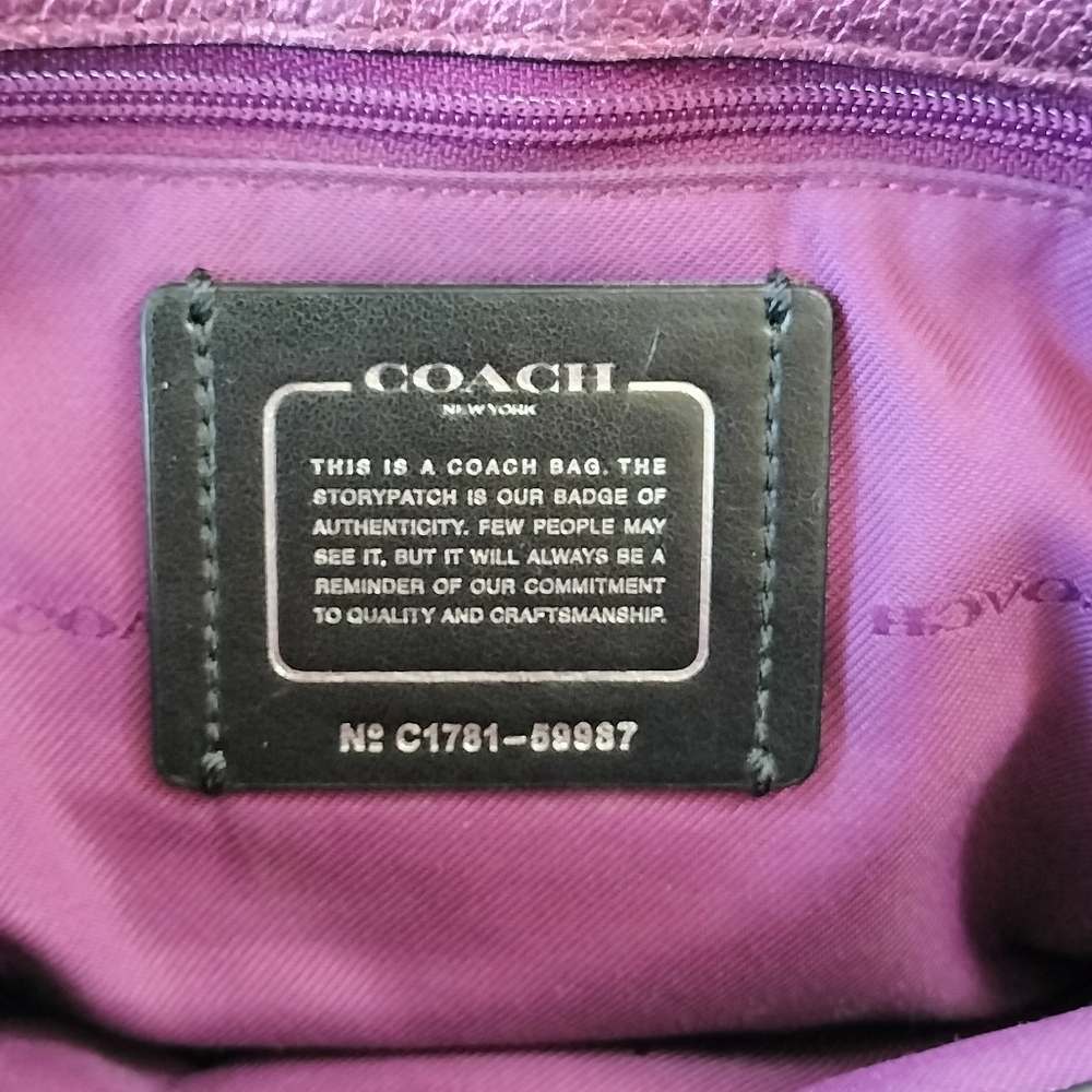 Coach Purple Leather Satchel - Picture 15 of 16